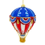 Bellissimo Glass Red, White, & Blue Hot Air Balloon Ornament