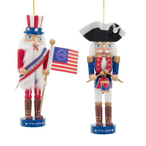 4" America 250th Nutcraker Ornament, Set of 2