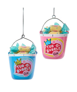 Glass Bubblegum Bucket Ornaments, Pink or Blue