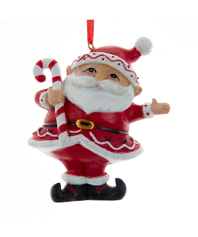 Santa with Candy-cane Ornament