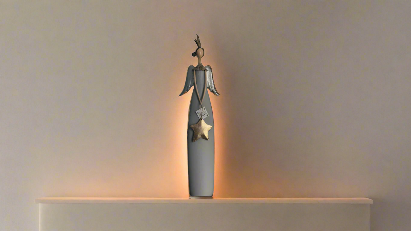 STATUARY METAL ANGEL W/STAR