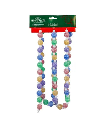 6' COLORFUL FROSTED IRIDESCENT CANDY GARLAND