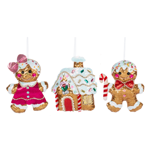 Gingerbread House and Family Ornaments